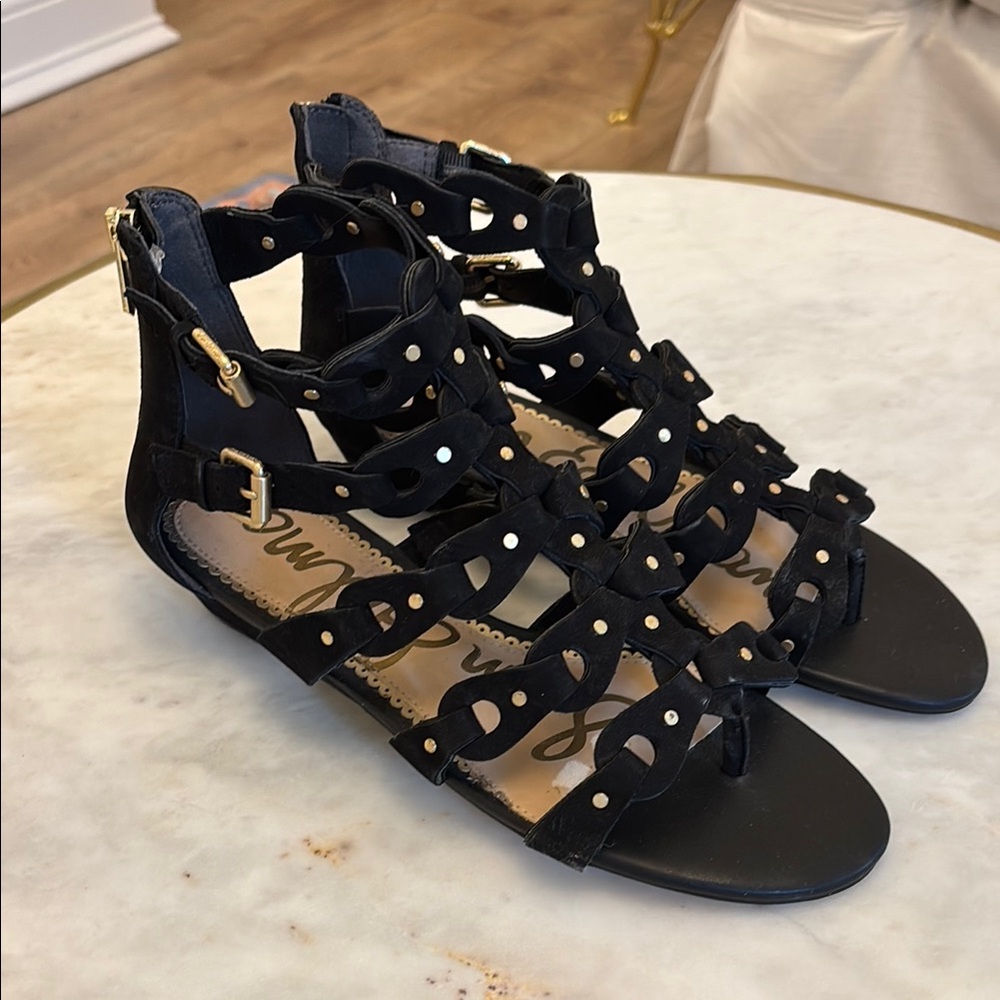 Sam Edelman Black Gladiator Sandals with Studded Straps